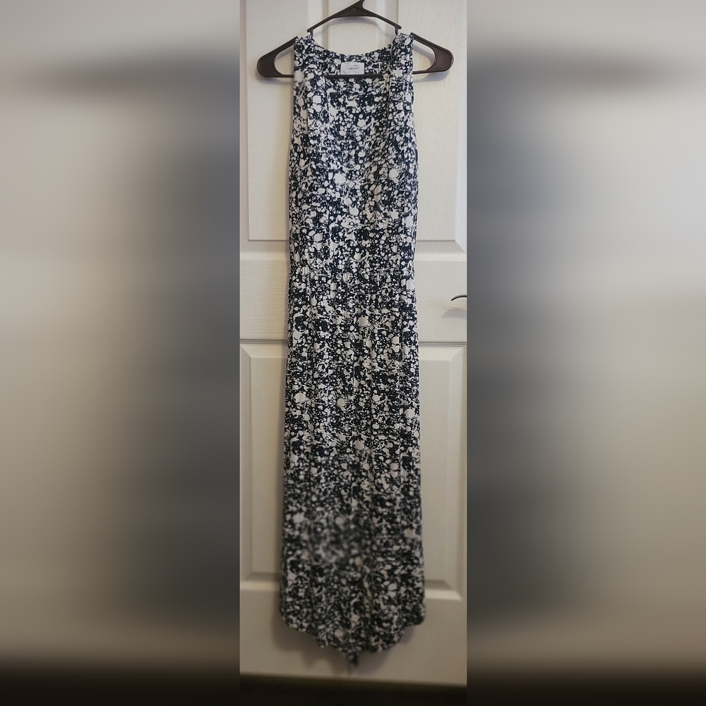 Navy blue and white paint splatter dress